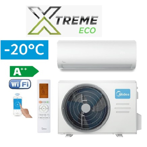 MSAGAU-09HRFNX-QRD0GW MOX102-09HFN8-QRD0GW Midea SIENINIS SPLIT TIPO ORO KONDICIONIERIUS / ŠILUMOS SIURBLYS XTREME SAVE ECO